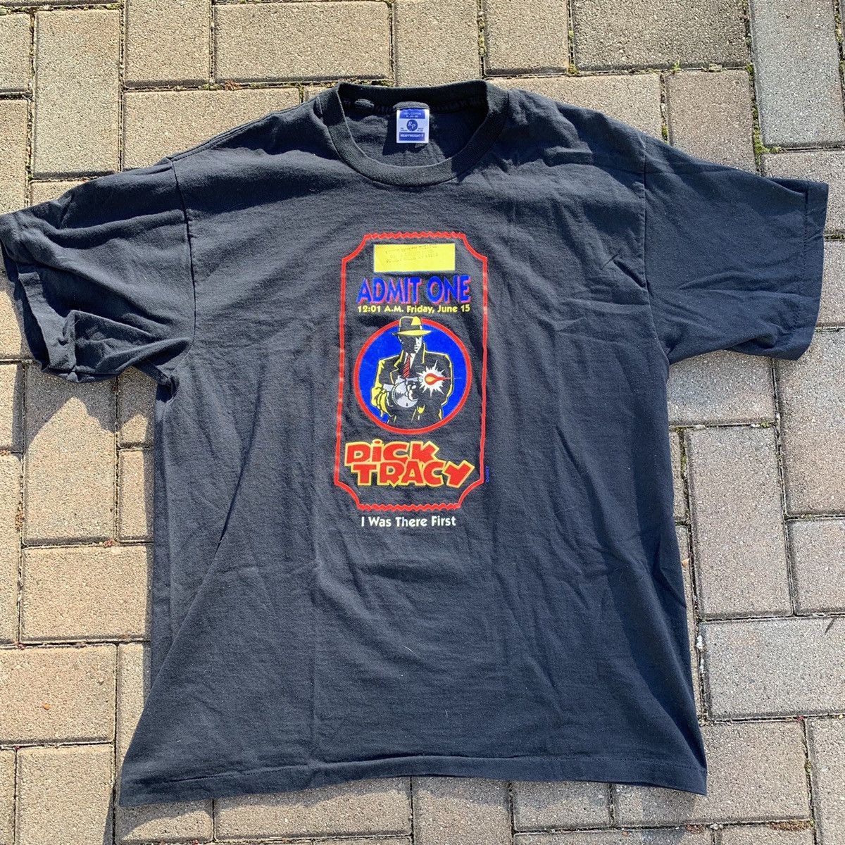 T-shirt Vintage Dick Tracy - Enfant - Manches Courtes Noir - Taille L7 - Occasion Très Bon état