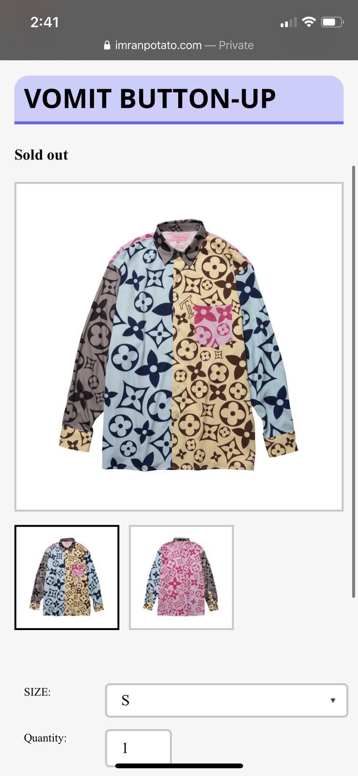 Imran Potato Imran Potato Vomit Button Up Size XXL, Grailed