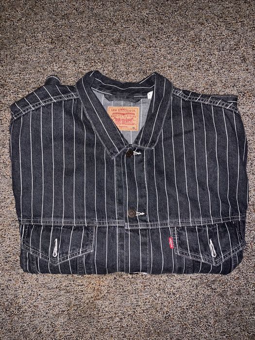 Supreme Supreme x Levi Pinstripe Denim Jacket | Grailed