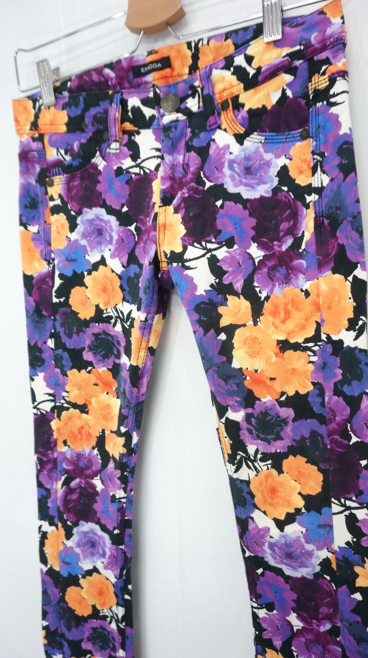 Japanese Brand EMODA Floral Women's Skinny Pants Size 28" / US 6 / IT 42 - 3 Thumbnail