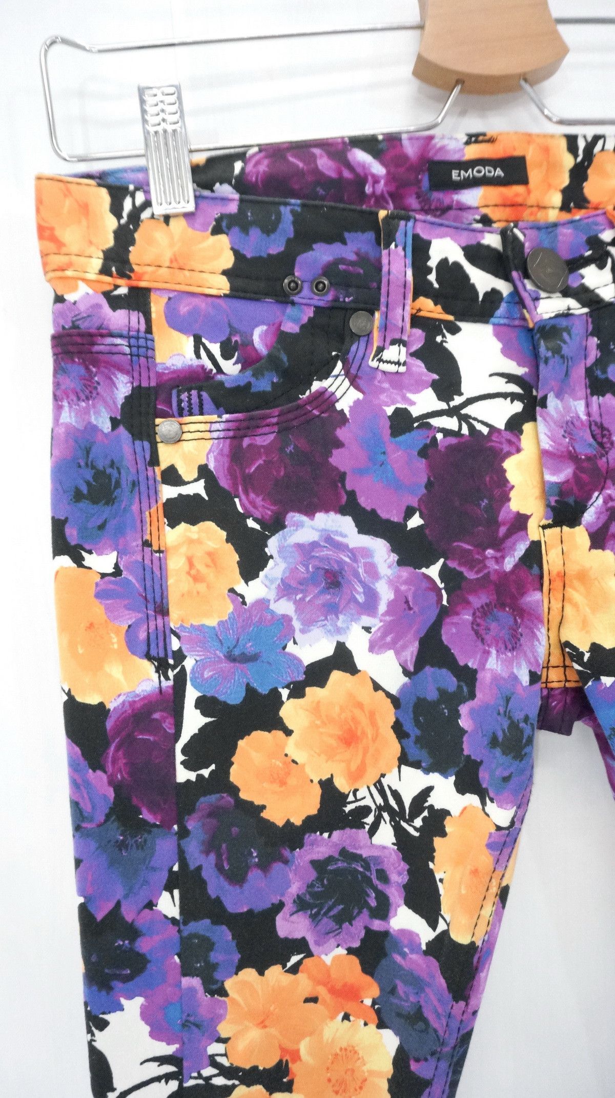 Japanese Brand EMODA Floral Women's Skinny Pants Size 28" / US 6 / IT 42 - 4 Thumbnail