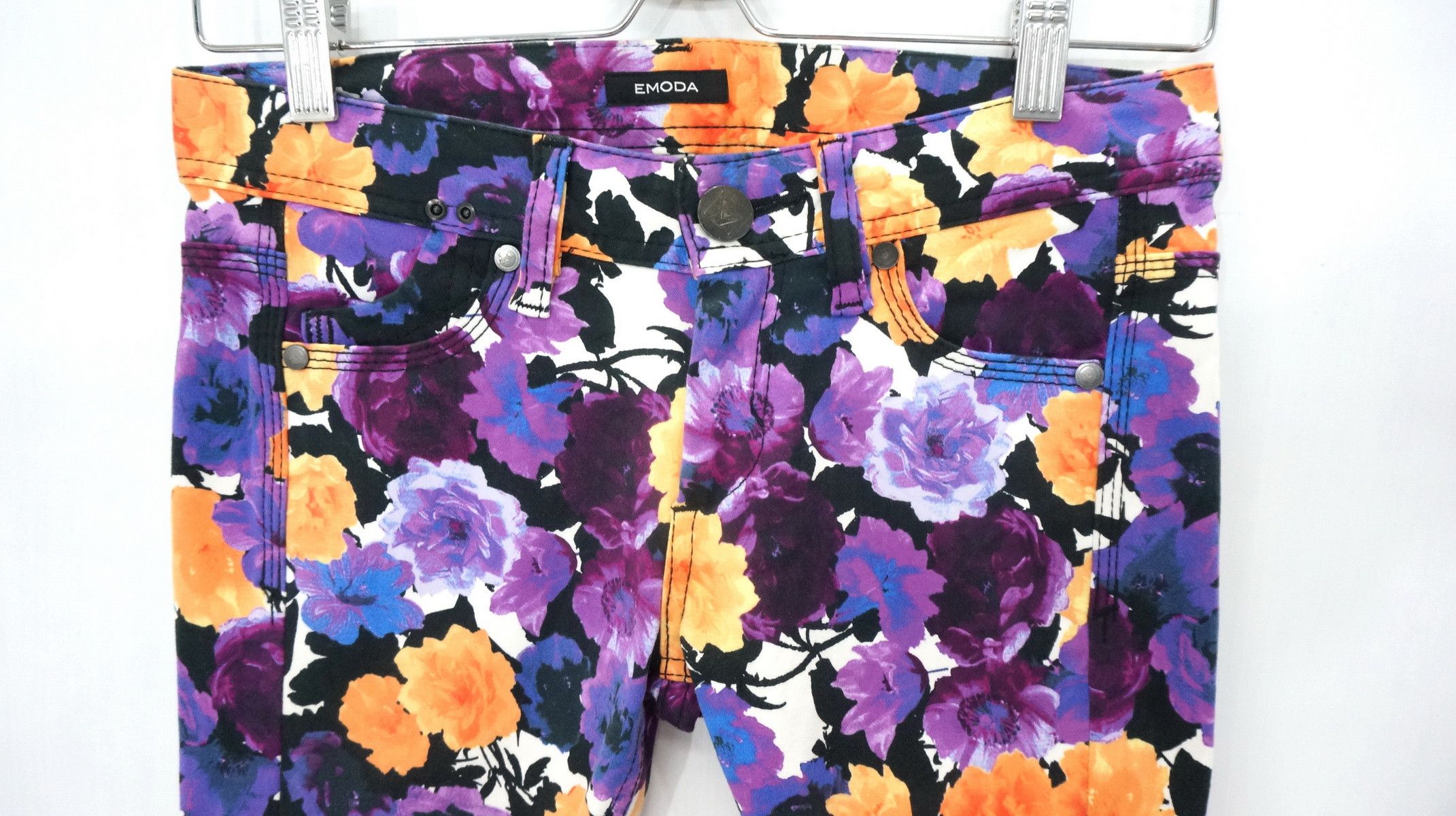 Japanese Brand EMODA Floral Women's Skinny Pants Size 28" / US 6 / IT 42 - 6 Thumbnail