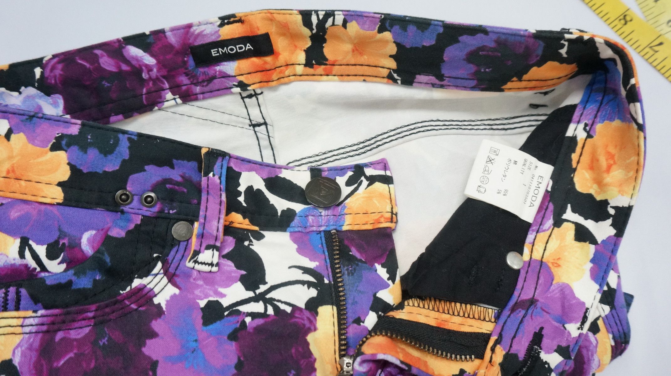 Japanese Brand EMODA Floral Women's Skinny Pants Size 28" / US 6 / IT 42 - 7 Thumbnail