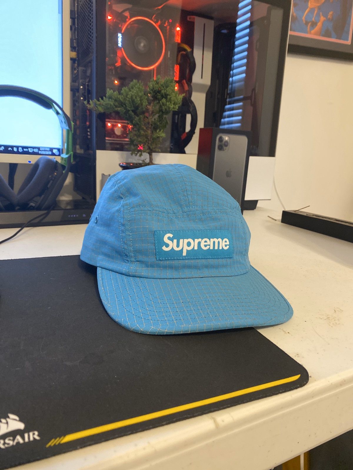 Supreme Reflective Ripstop Camp Cap [CYAN] | Grailed