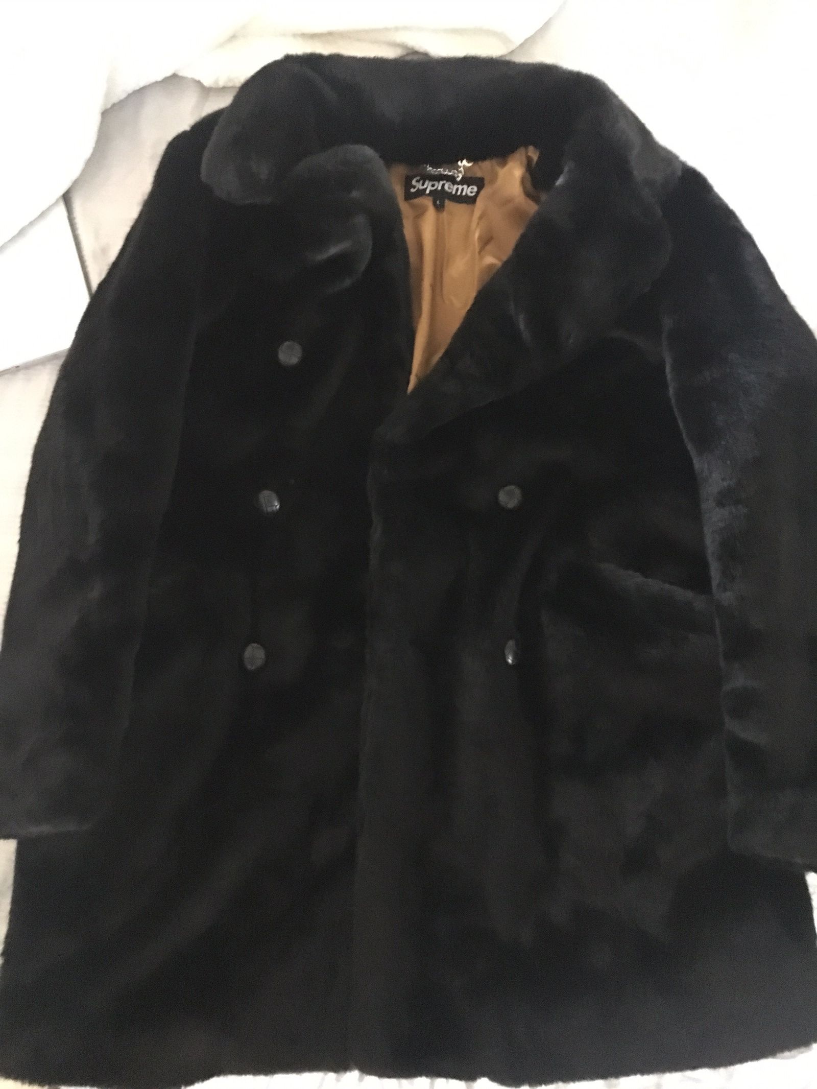 Supreme Faux Fur Double Breasted Coat Grailed