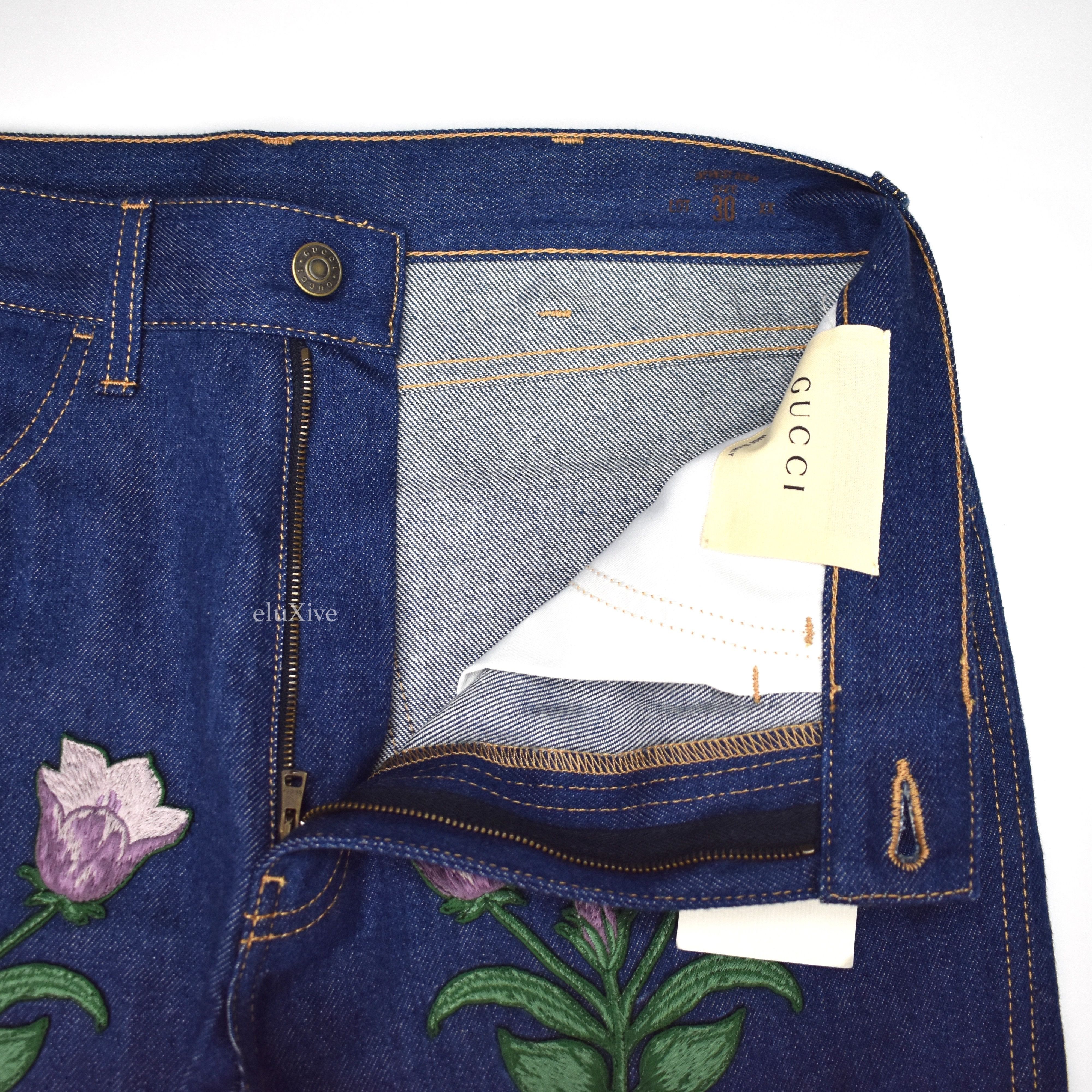 Gucci Floral Patch Denim Jeans NWT Size US 32 / EU 48 - 4 Thumbnail