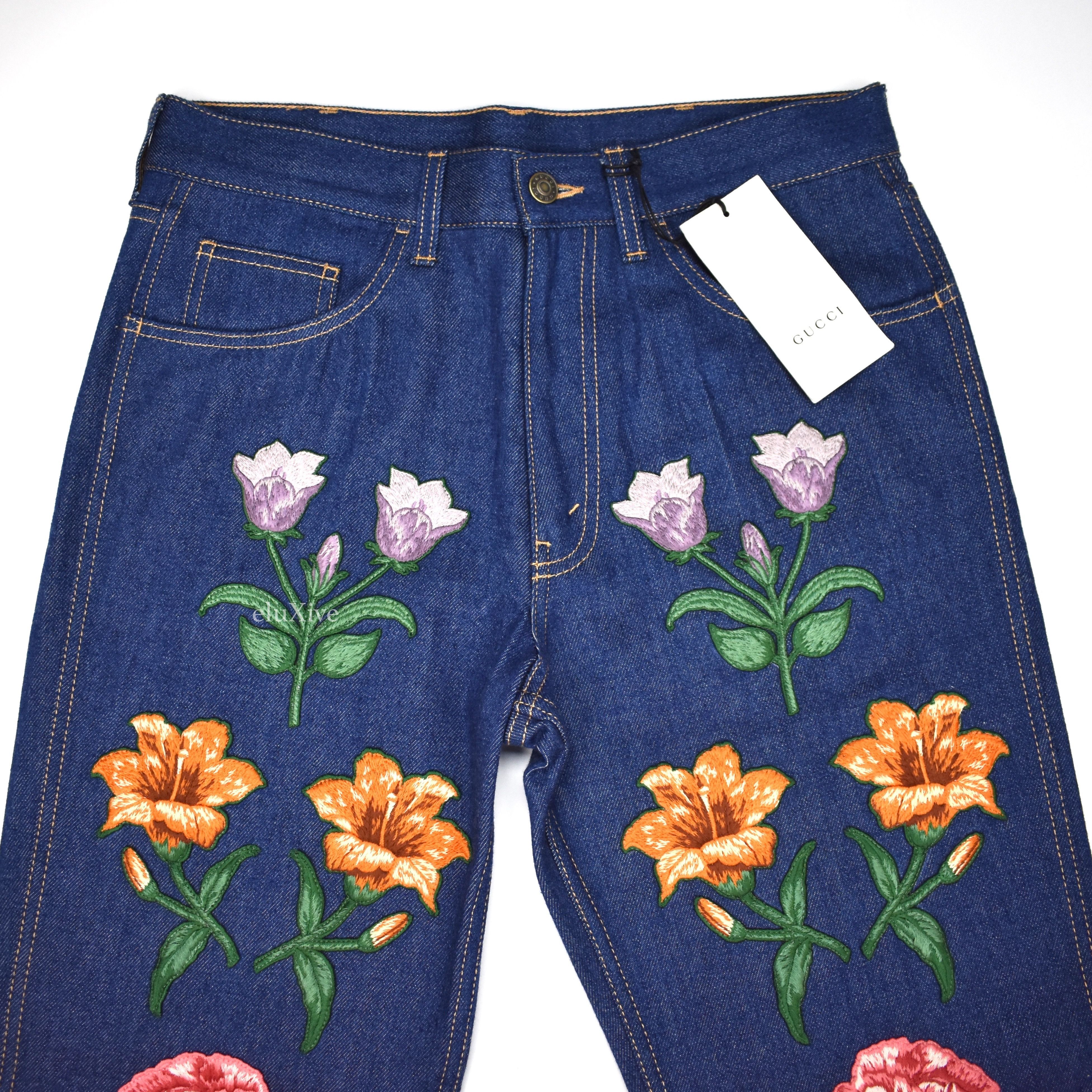 Gucci Floral Patch Denim Jeans NWT Size US 32 / EU 48 - 2 Thumbnail