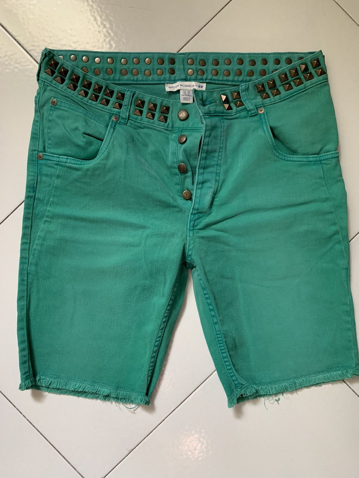 H&M × Matthew Williamson Studded denim short pants Size US 32 / EU 48 - 1 Thumbnail