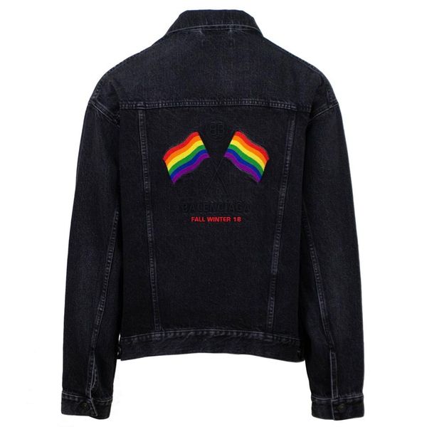 balenciaga rainbow flag denim jacket