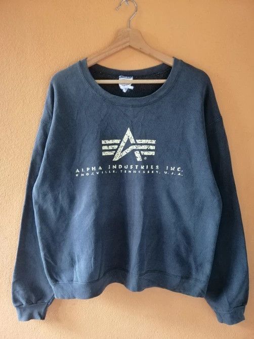 Alpha Industries × Vintage Vintage 90s Alpha Industries Big Logo Sweatshirt B3 Size US M / EU 48-50 / 2 - 1 Thumbnail
