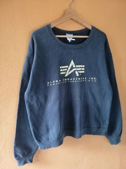 Alpha Industries × Vintage Vintage 90s Alpha Industries Big Logo Sweatshirt B3 Size US M / EU 48-50 / 2 - 2 Thumbnail