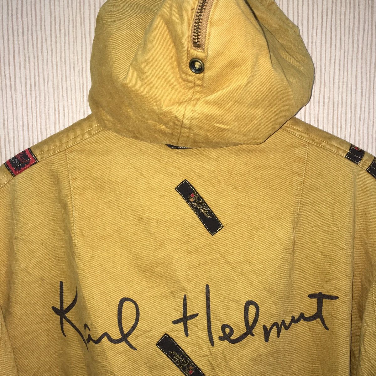 Designer × Karl Helmut × Vintage Karl helmut big logo jacket/hoodies Full patchers Design Size US L / EU 52-54 / 3 - 11 Thumbnail