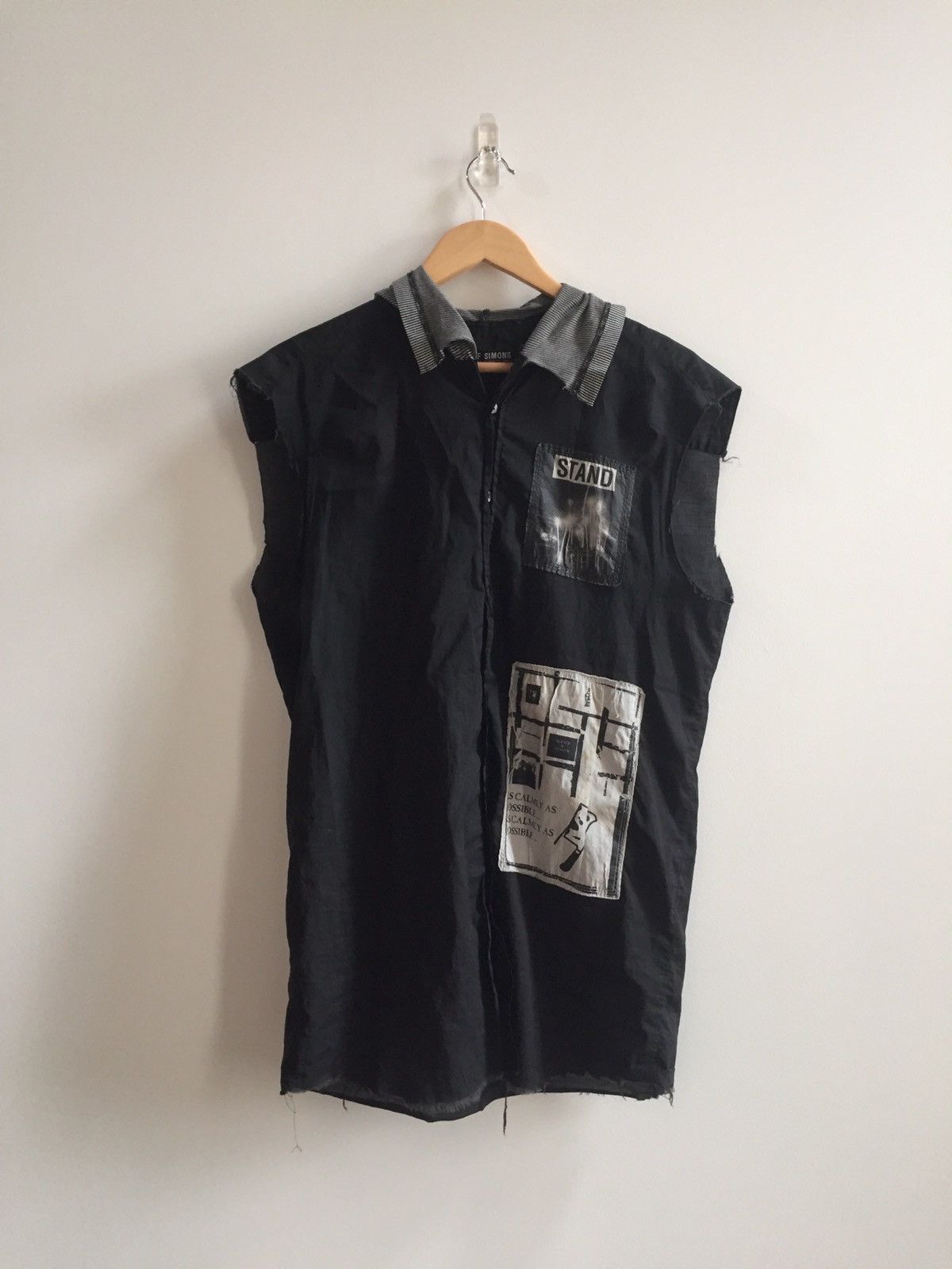 Raf Simons SS02 Sleeveless Button Up Hoodie | Grailed