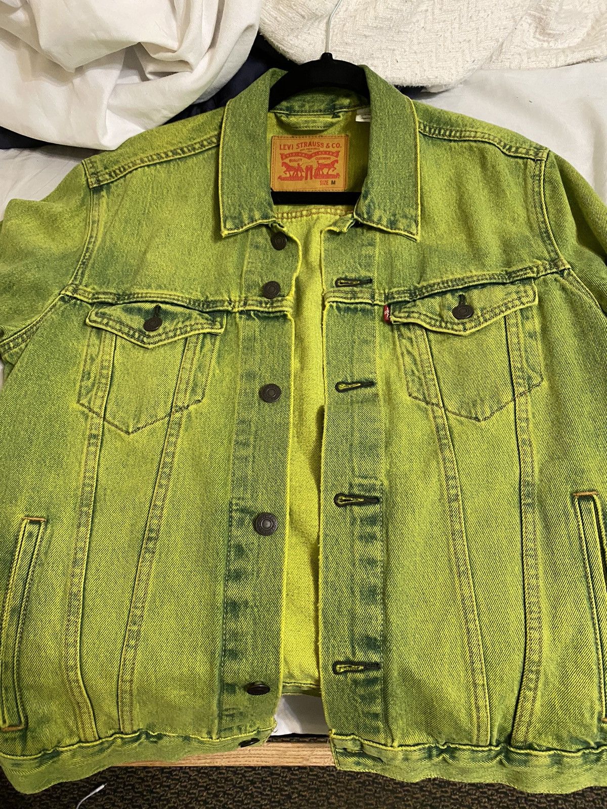 Levi s Lime green levis Jean jacket Grailed