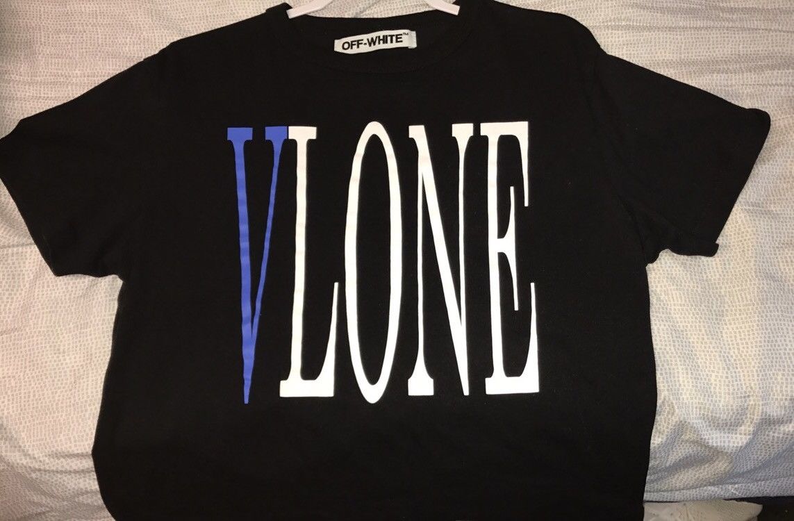 Off-White VLONE X Off-White Blue V Logo T-shirt | Grailed