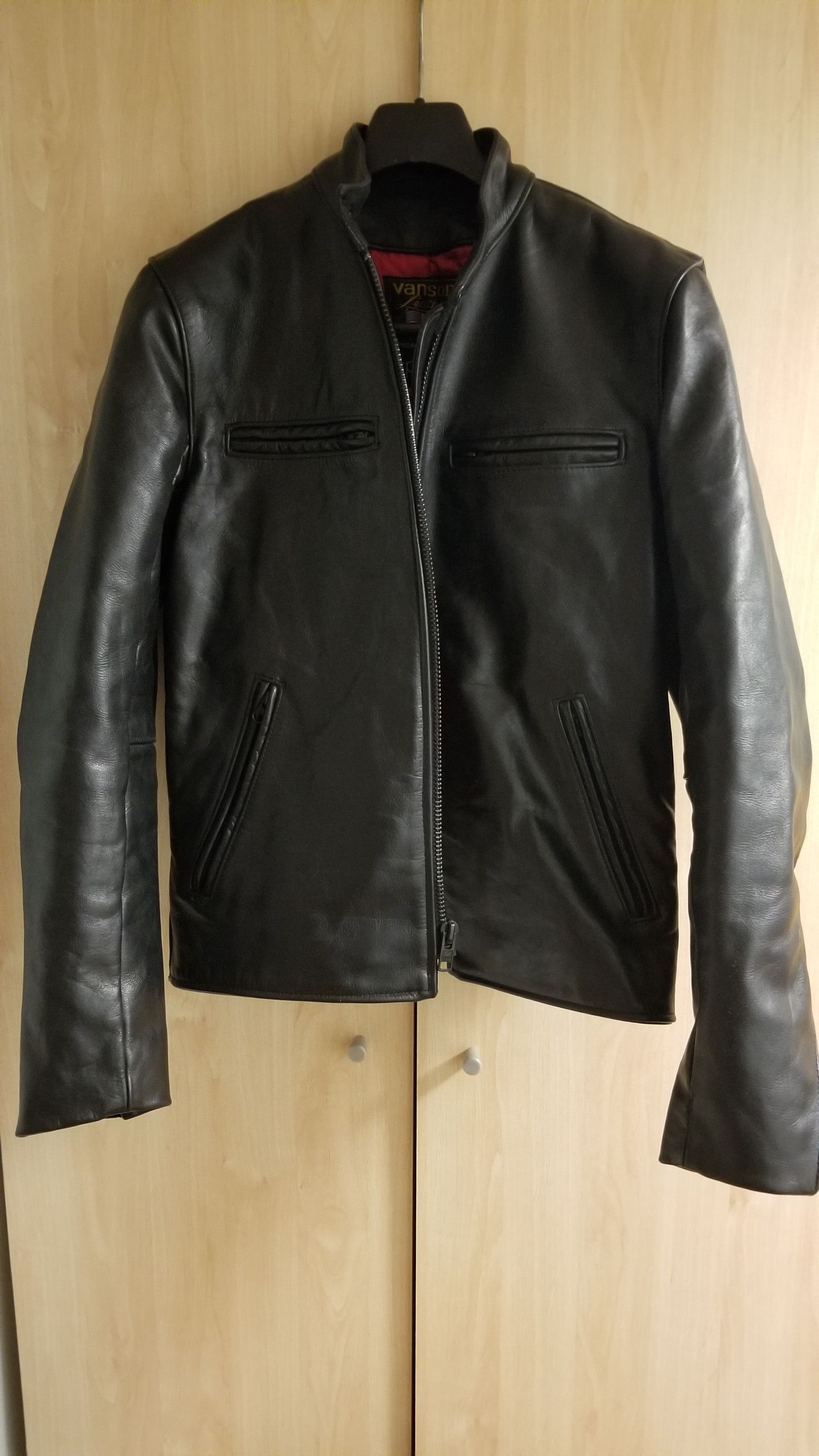 image of Vanson Leather X Epaulet in Black, Men's (Size Small)