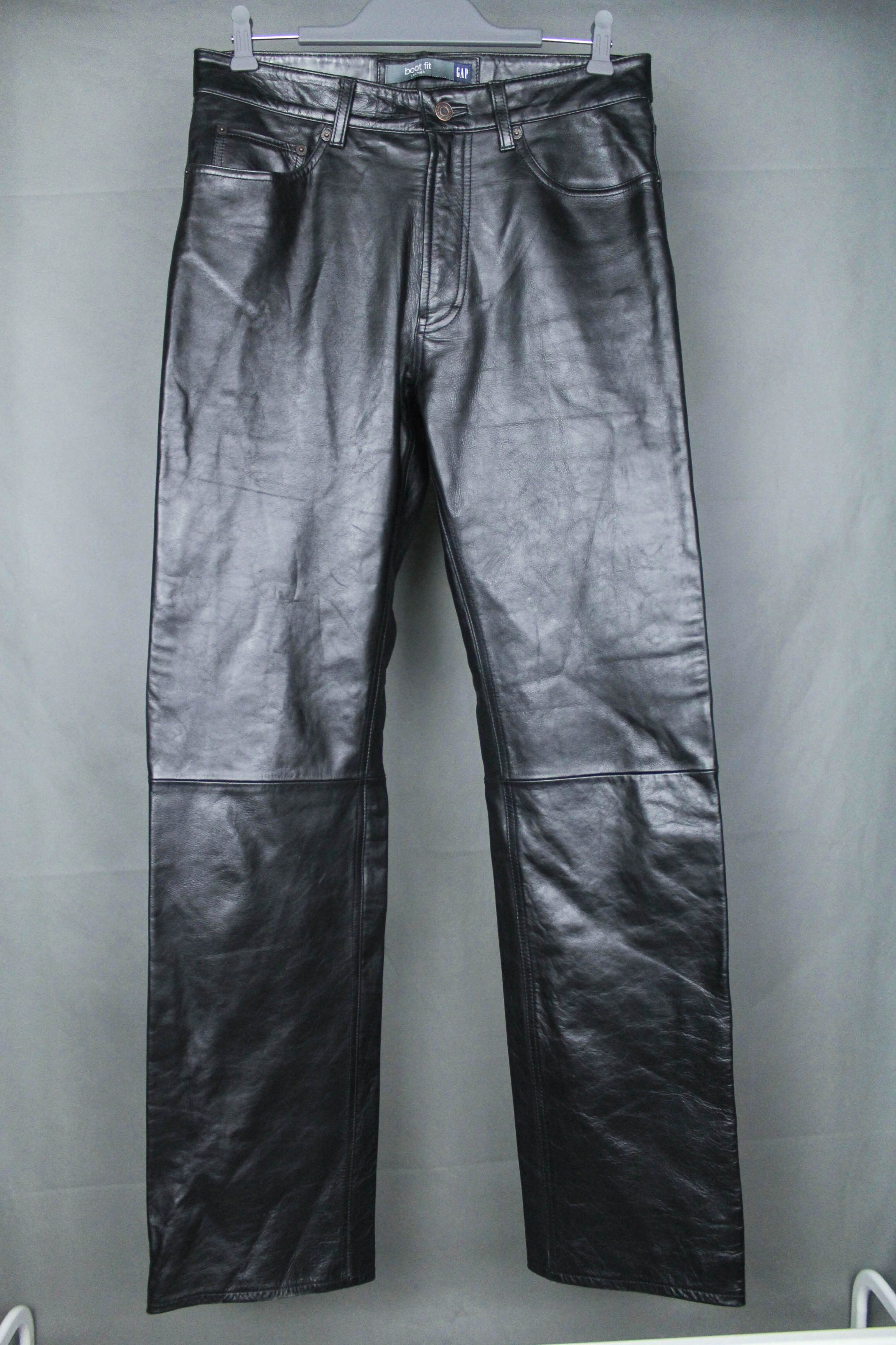 〈 OLD GAP 〉 00's boot fit LEATHER PANTS Early 2000's Gap Bootcut Leather Pants // Size Small to Slim