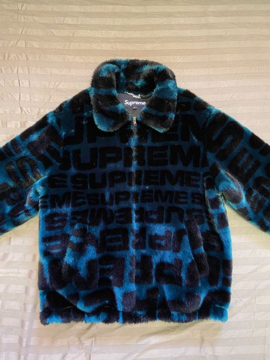Supreme Supreme Faux Fur Repeated Bomber (Dark Teal) SS18 | Grailed