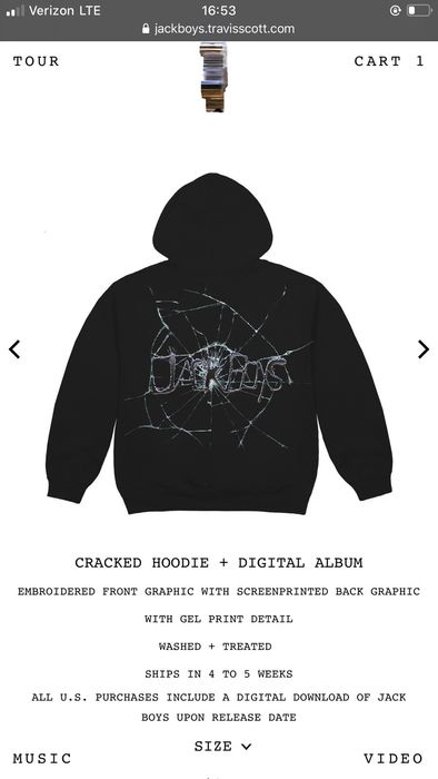 Travis scott jack discount boys cracked hoodie blac