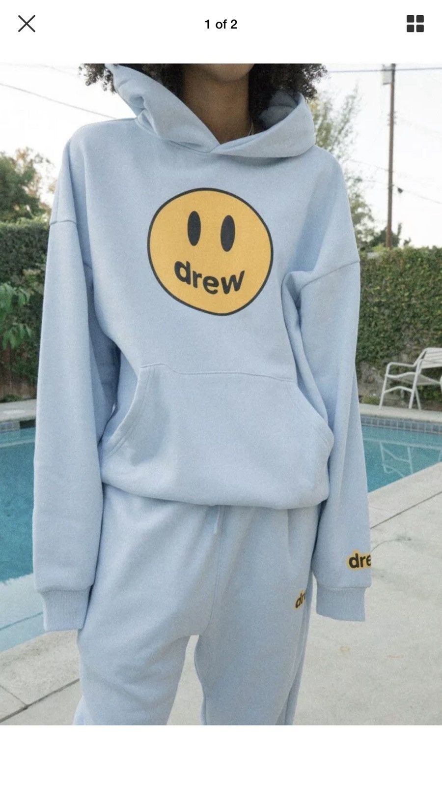 Drew House × Justin Bieber Drew House Mascot Hoodie Light Blue 