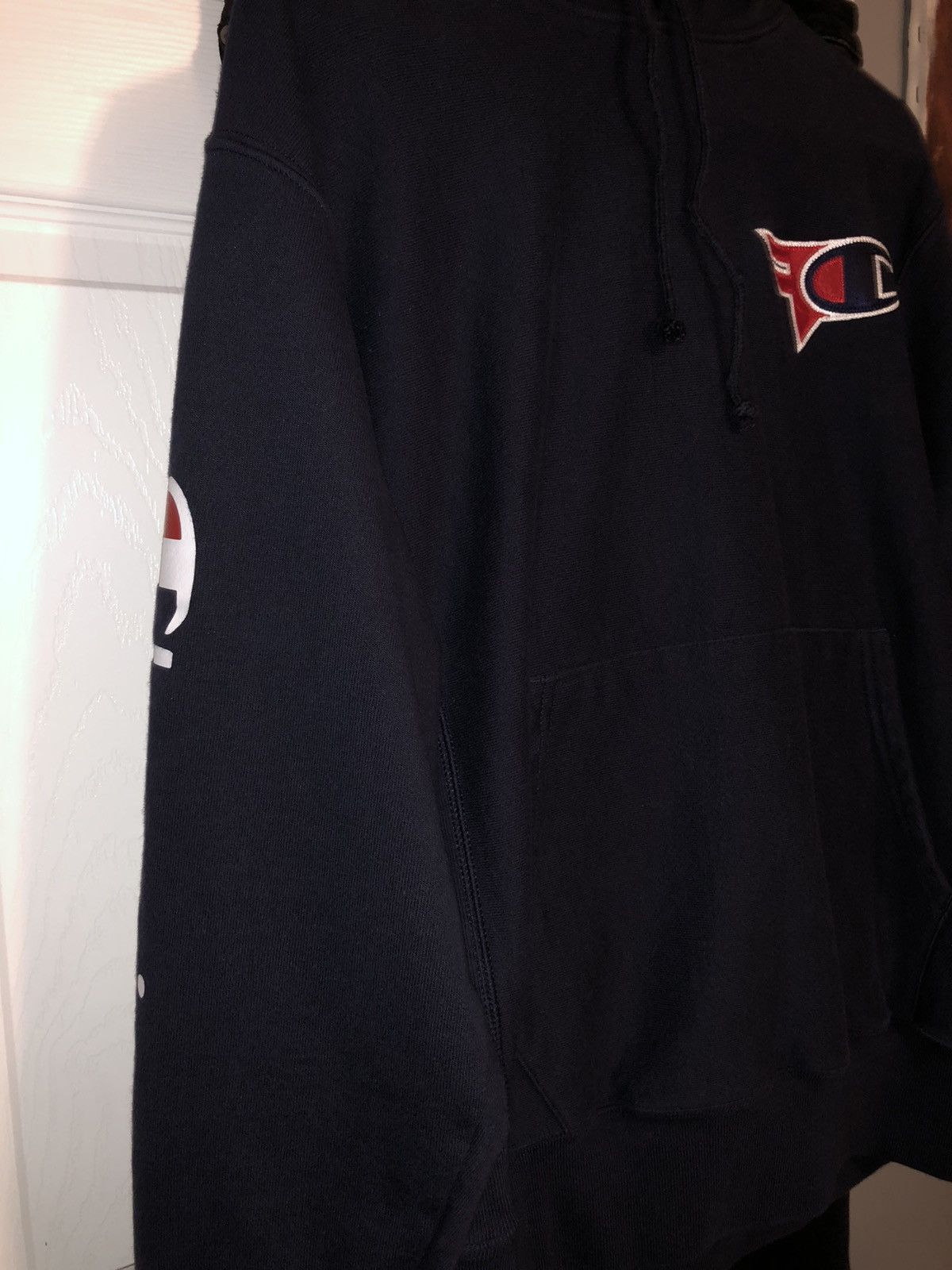 Faze clan x champion hoodie navy blue hot sale