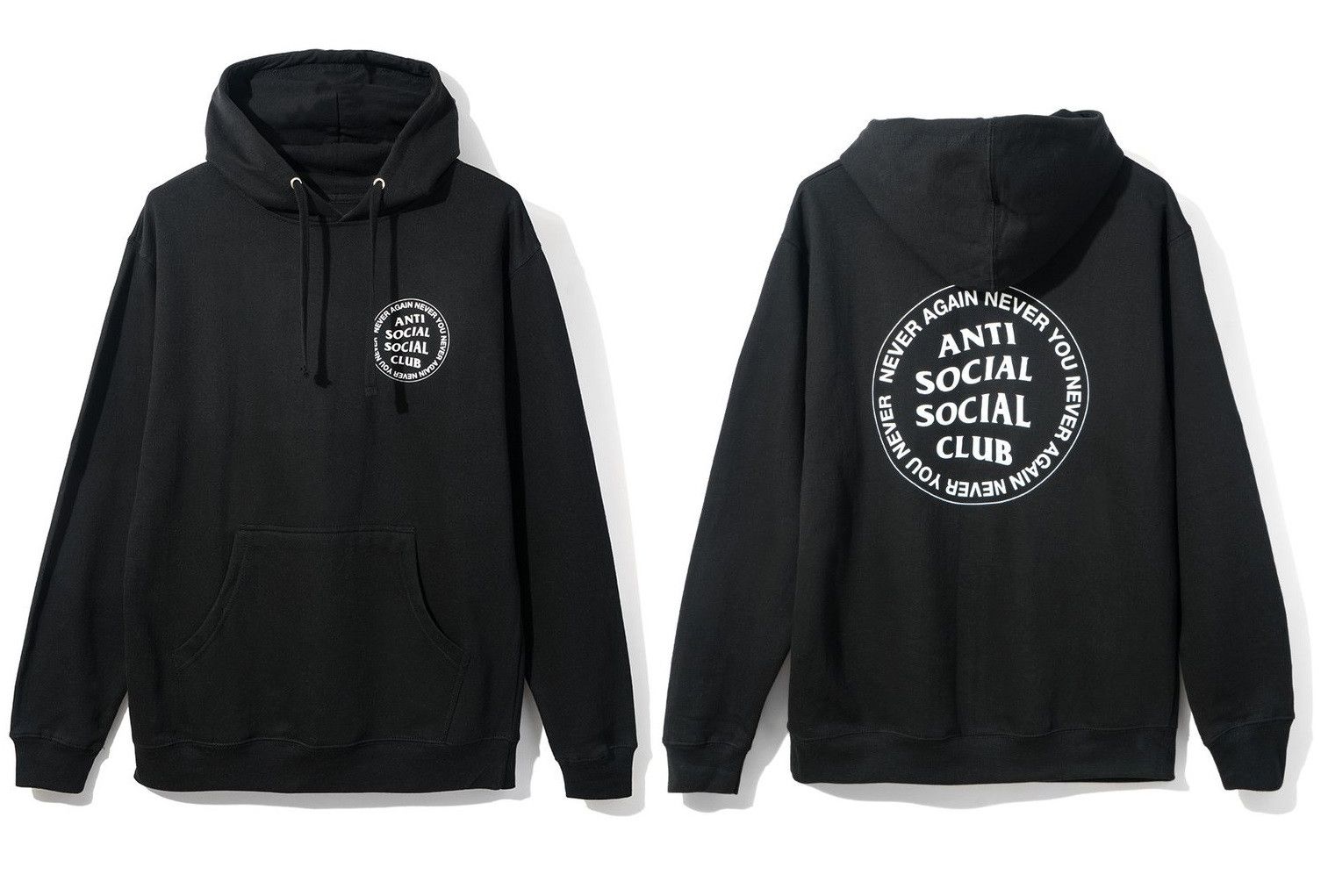Anti Social Social Club DS ASSC White Logo Never Again Never You Black  Hoodie | Grailed