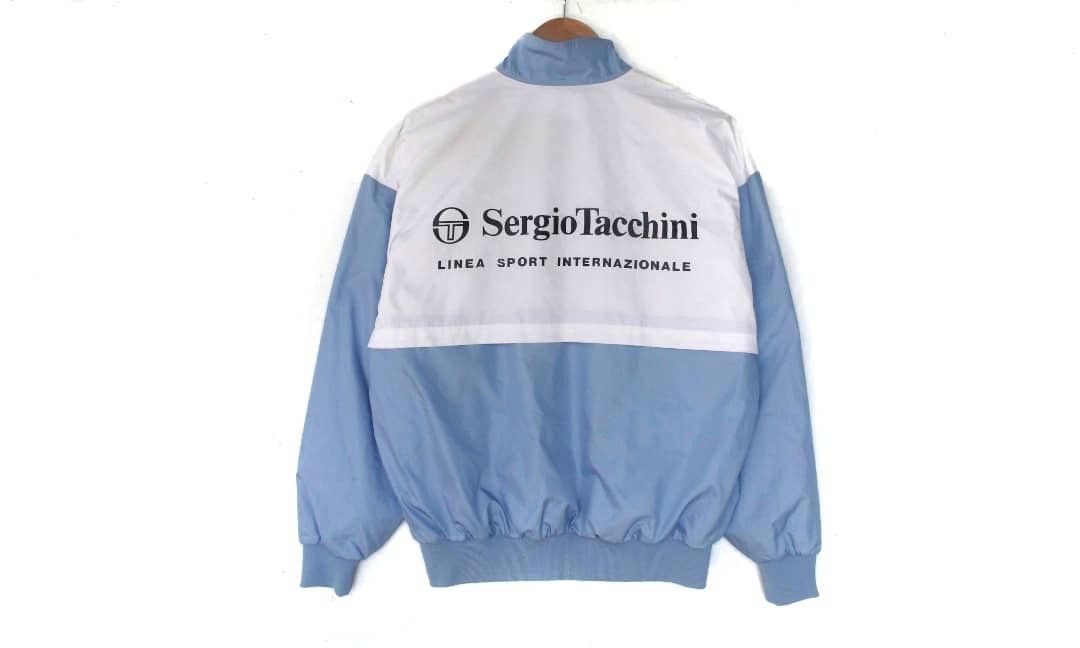 Veste Vintage Sergio Tacchini Lila/turquoise - Taille L - Occasion Très Bon état - Style Coupe-vent
