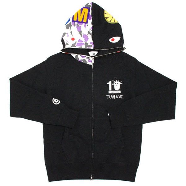 Bape Travis Scott Bape x Travis Scott NYC Shark Hooded Zip Up Hoodie Grailed