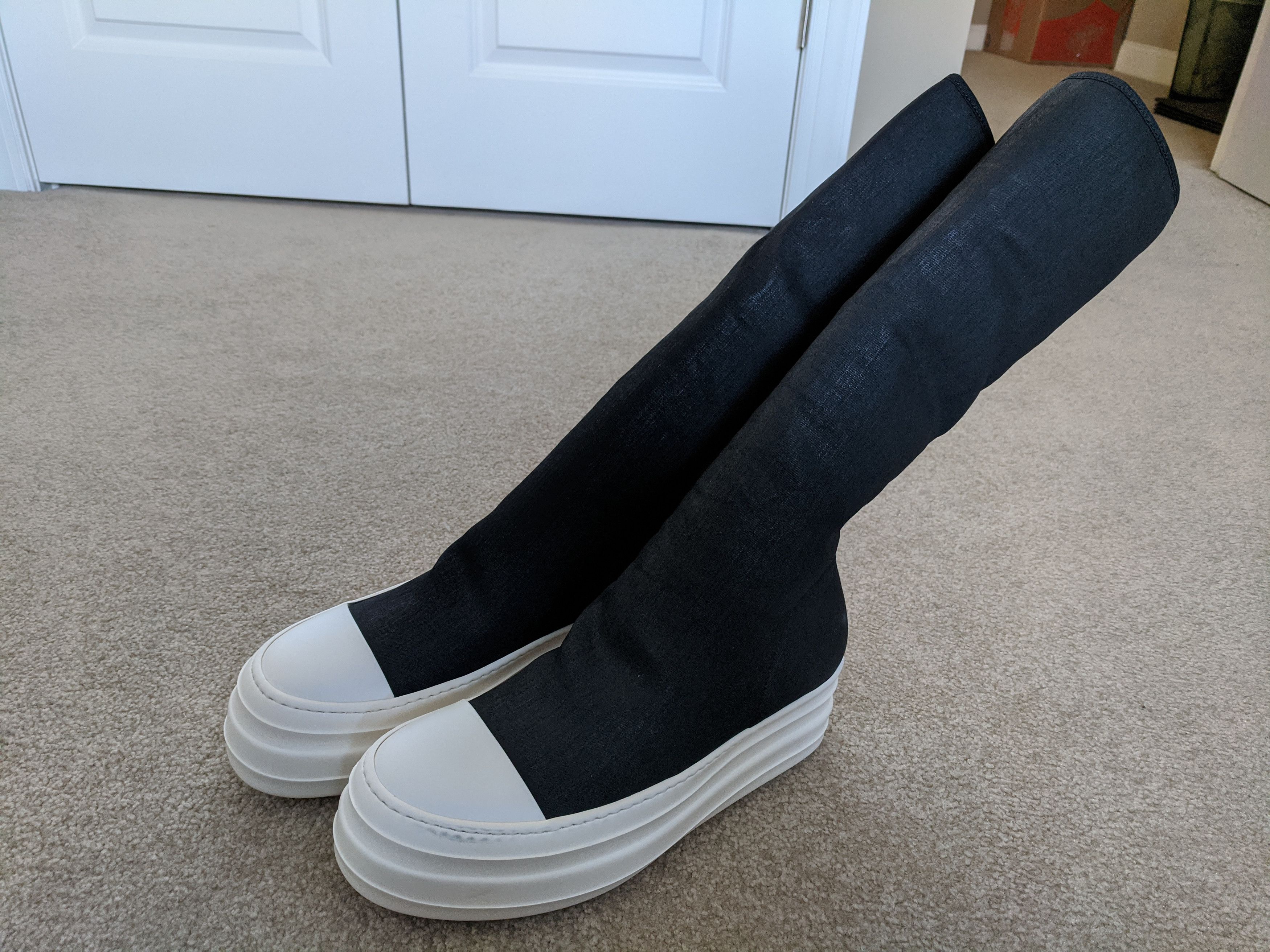 Rick Owens Drkshdw Black Double Bumper Sock High-Top Sneakers FW19 