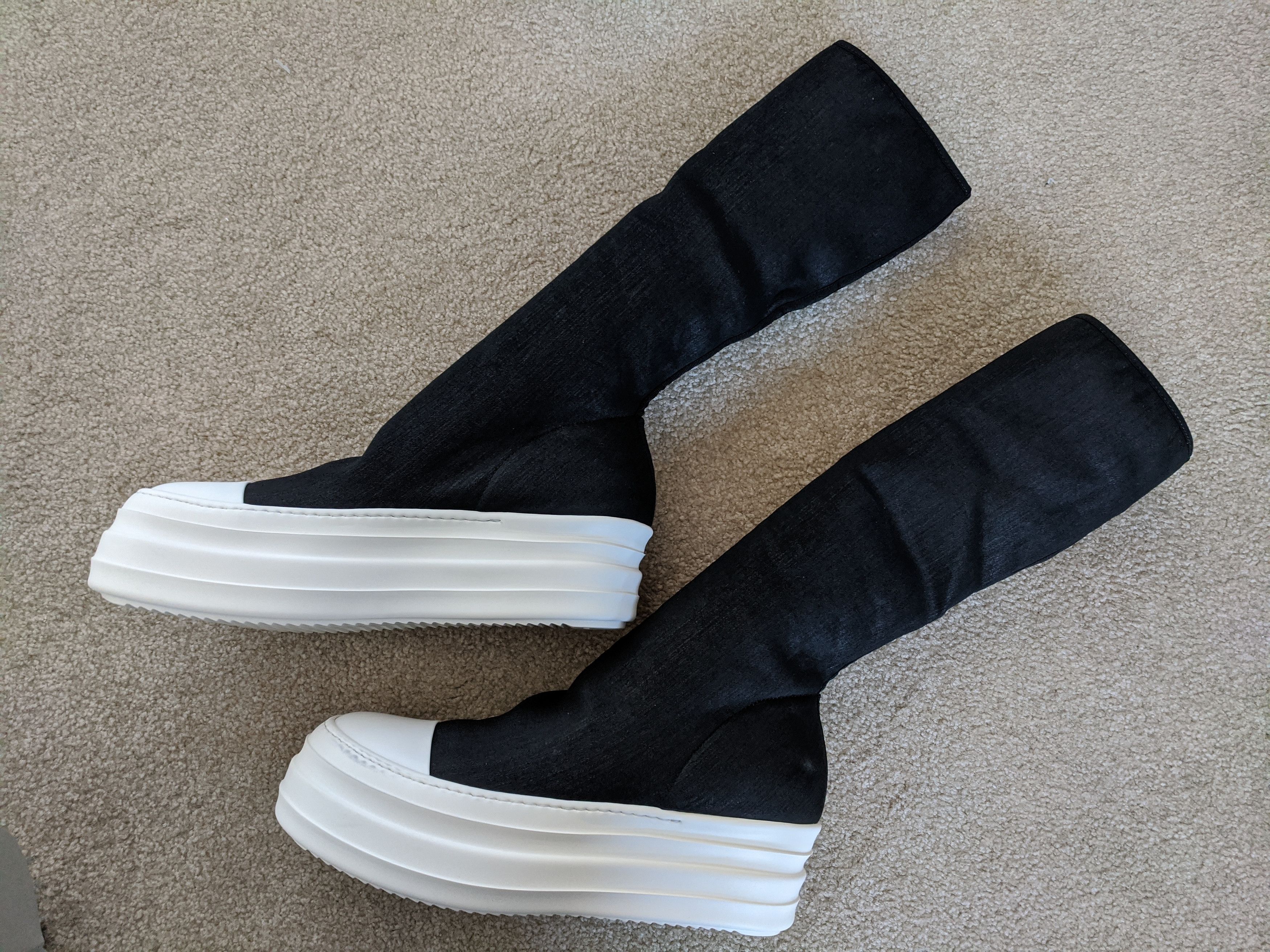 Rick Owens Drkshdw Black Double Bumper Sock High-Top Sneakers FW19 