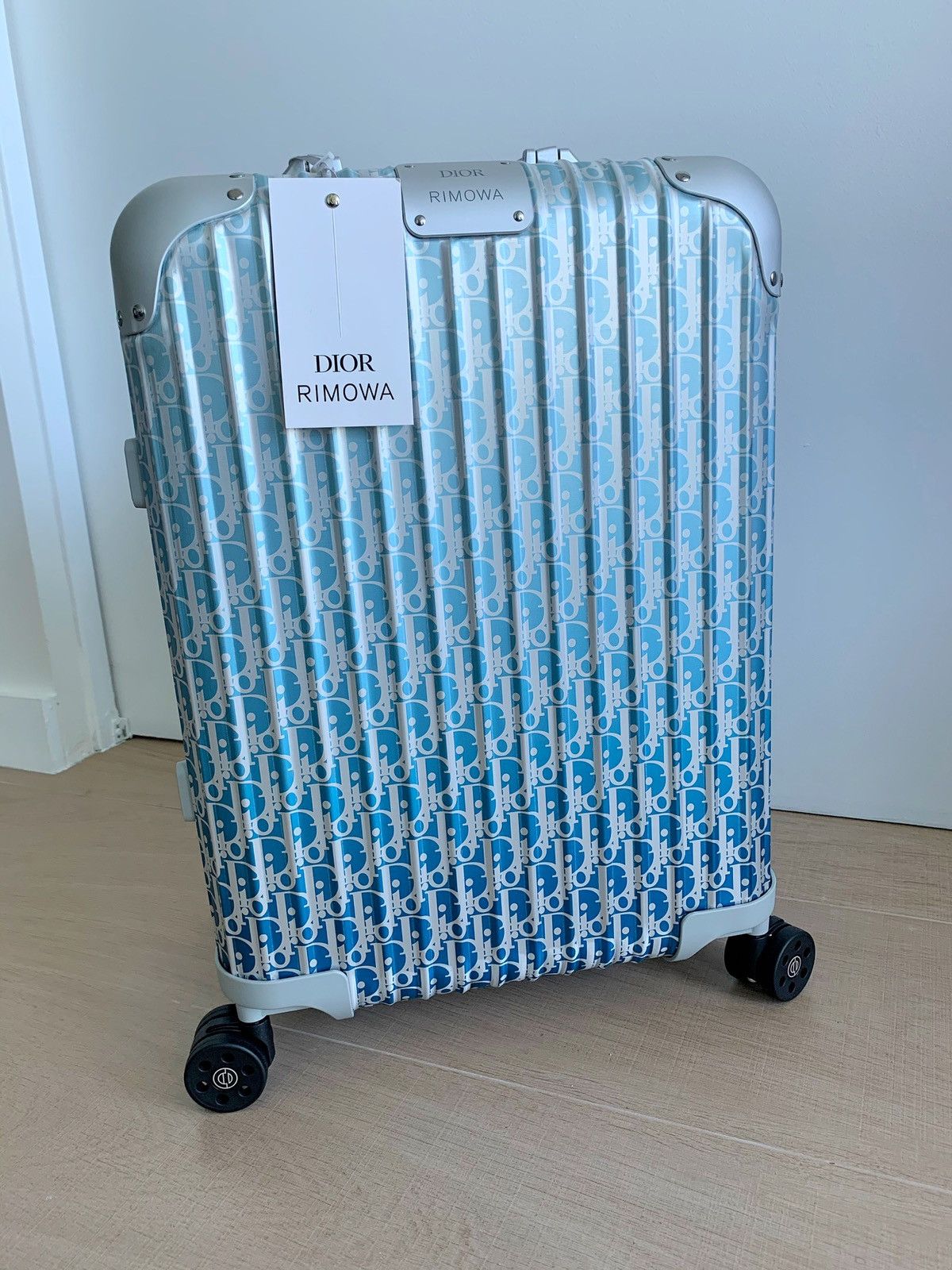 DIOR AND RIMOWA Carry-On Luggage Gradient Blue Dior Oblique