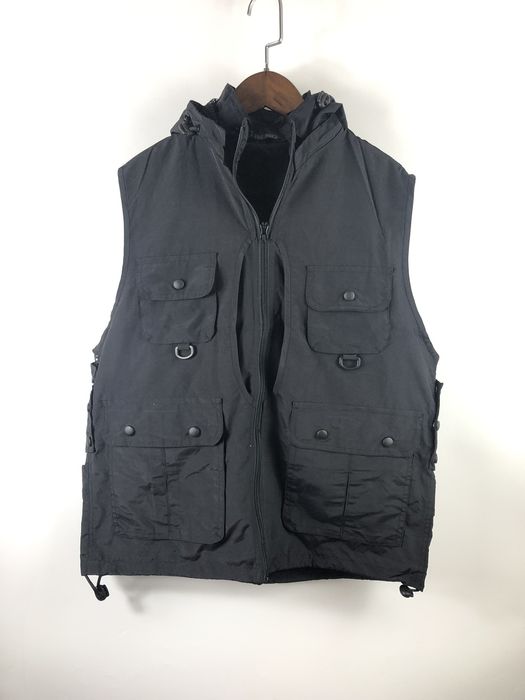 Vintage Black Multipocket Tracey Vest Tactical military Vest hood | Grailed