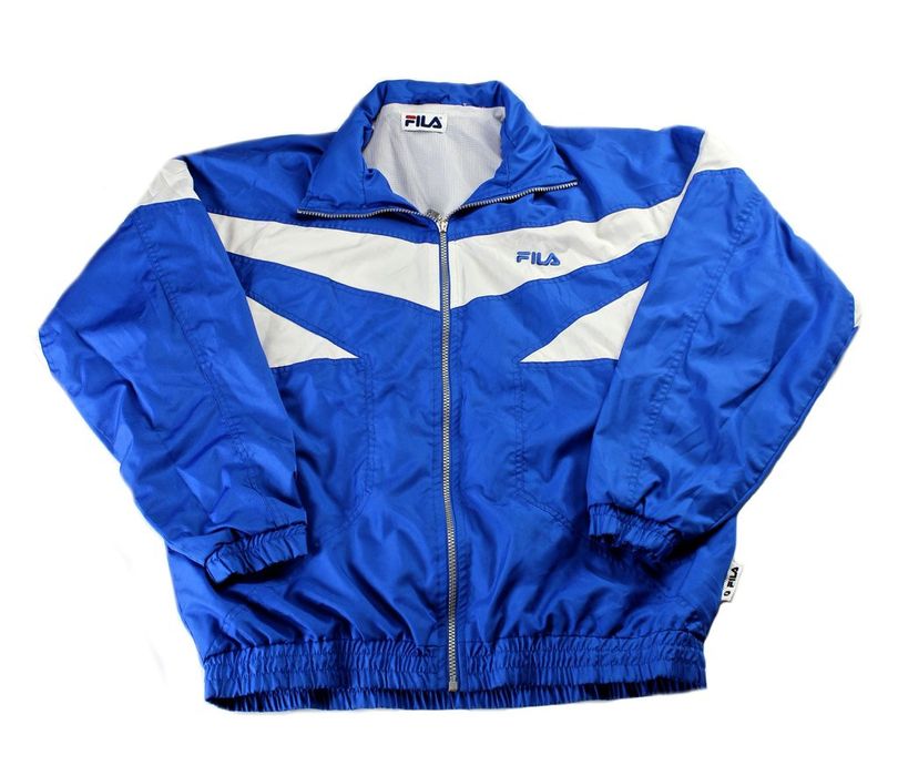 Fila Vintage 90s Fila Windbreaker Jacket Blue/White Mens Size Large ...