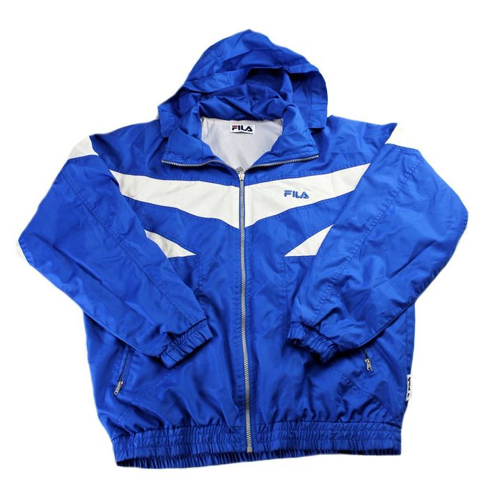 Fila Vintage 90s Fila Windbreaker Jacket Blue/White Mens Size Large ...