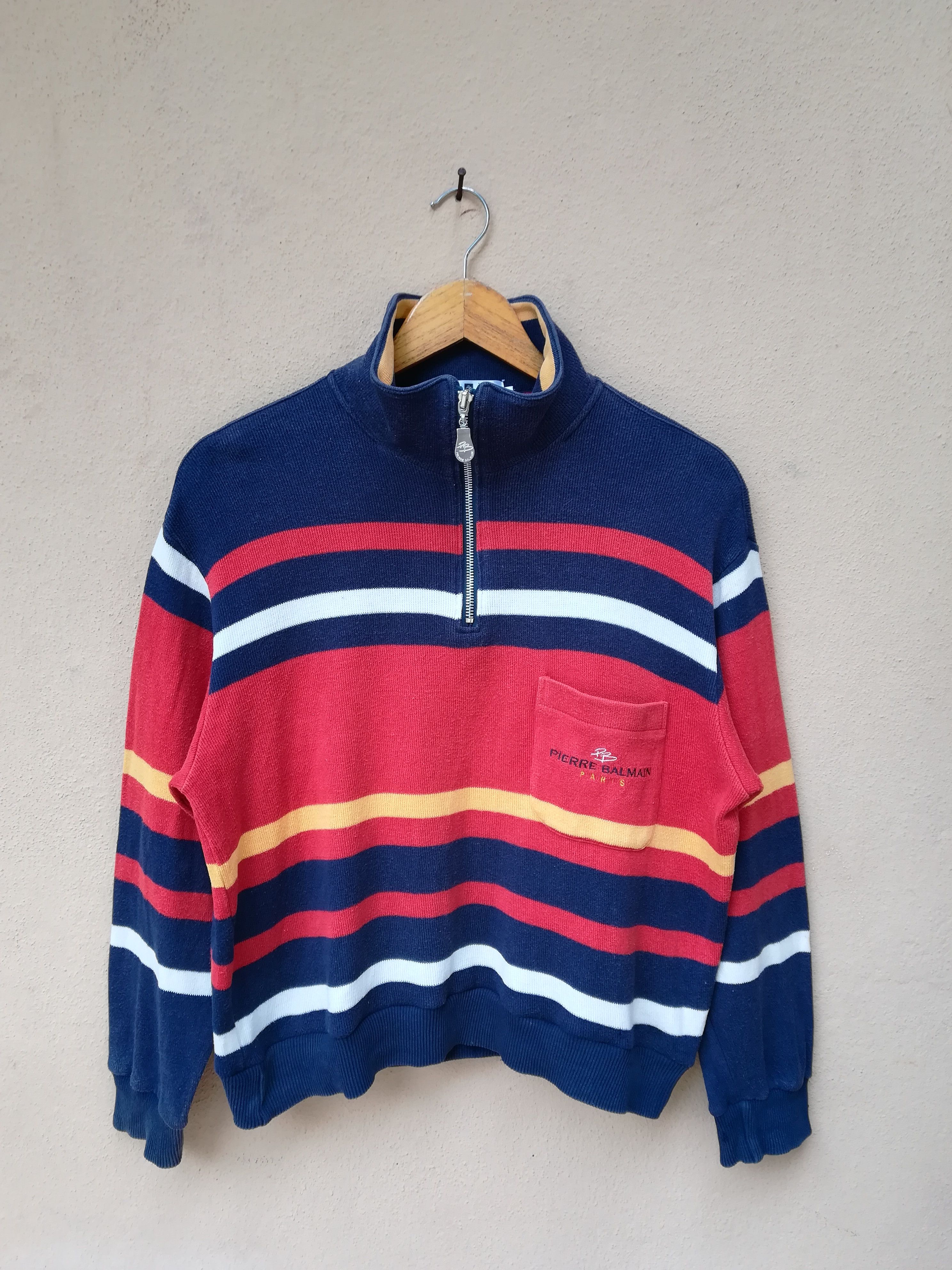 Balmain × Pierre Balmain Pierre Balmain Paris Half Zipper Sweatshirt Size US M / EU 48-50 / 2 - 1 Thumbnail