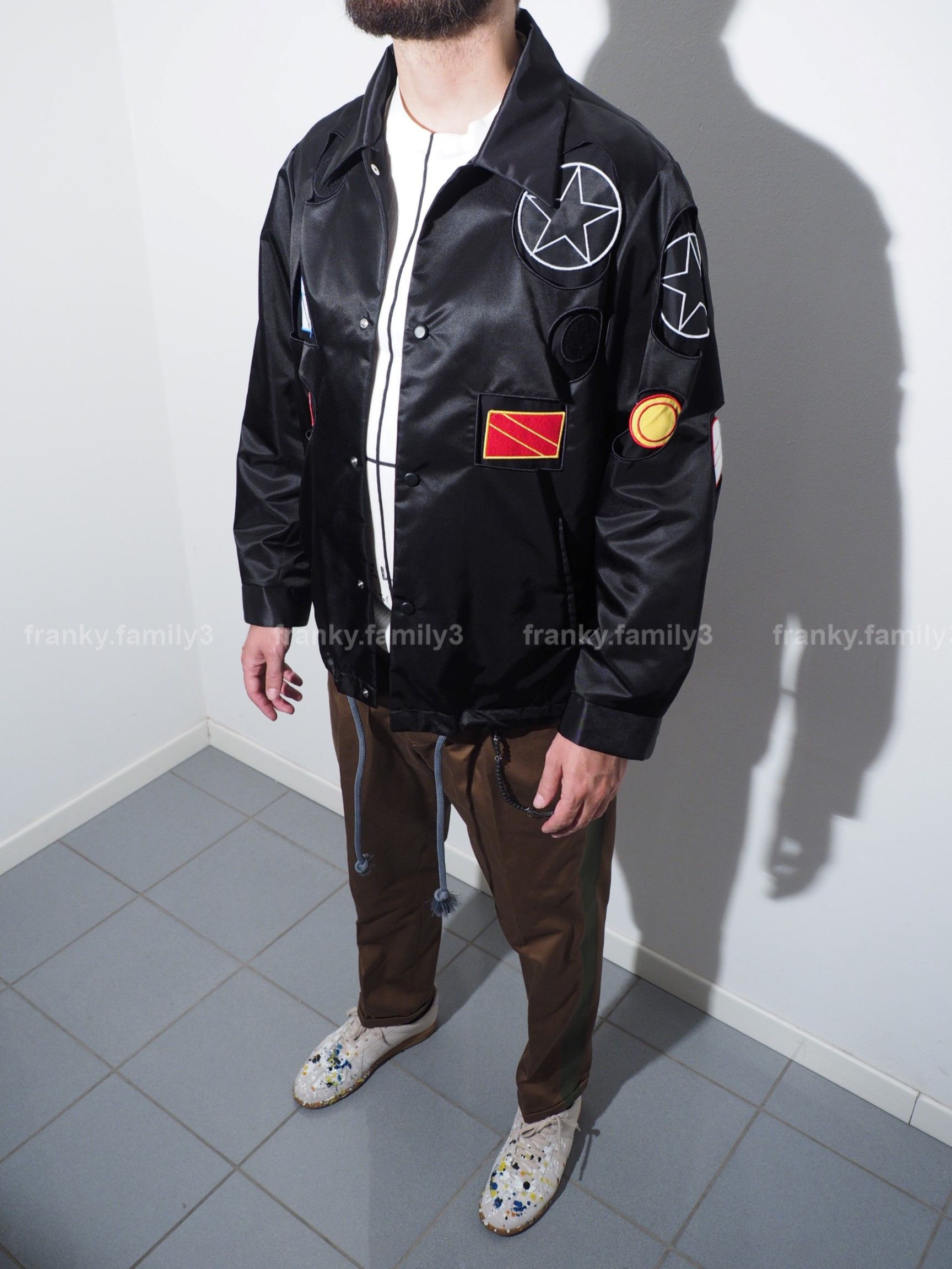 image of Maison Margiela Margiela Nylon Jacket Multipatch Bomber Punk in Black, Men's (Size Medium)