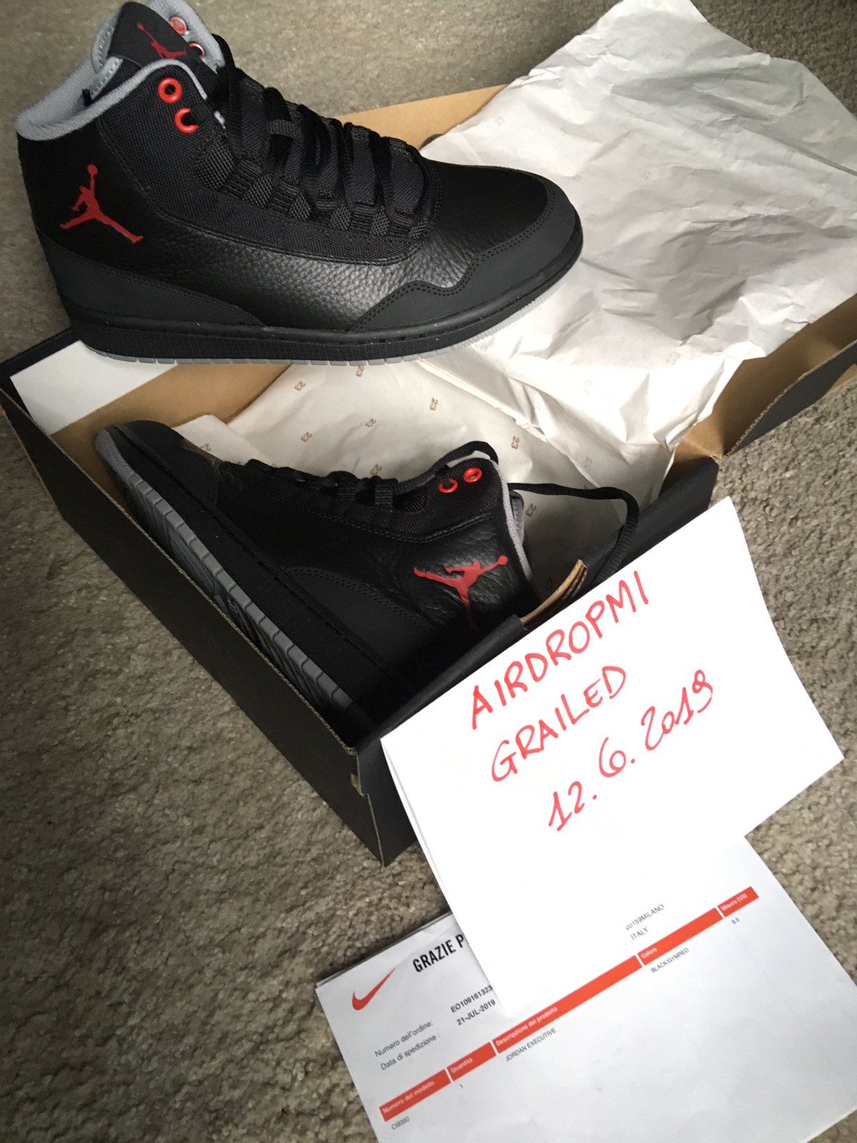 Jordan Brand Jordan Executive Black/Gym Red particle Grey Grailed