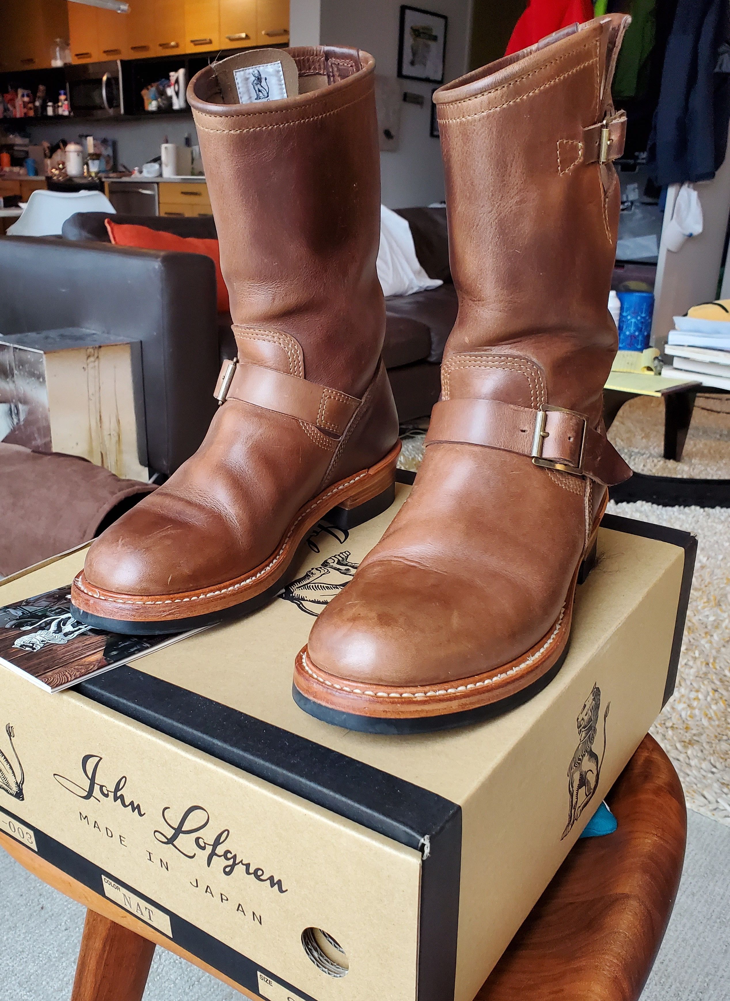 John Lofgren Engineer Boots Natural Chromexcel Size 8