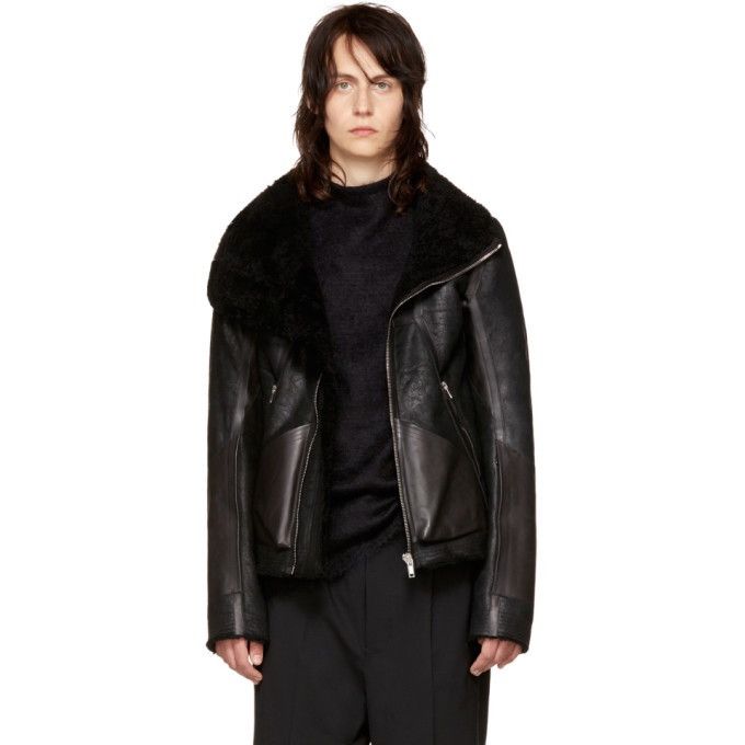 Rick Owens Rick Owens Black Lamb Geo Shearling Jacket Grailed