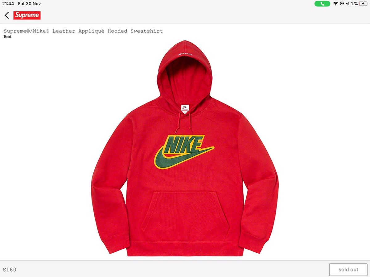 Supreme Supreme x Nike Leather Applique Hoodie | Grailed