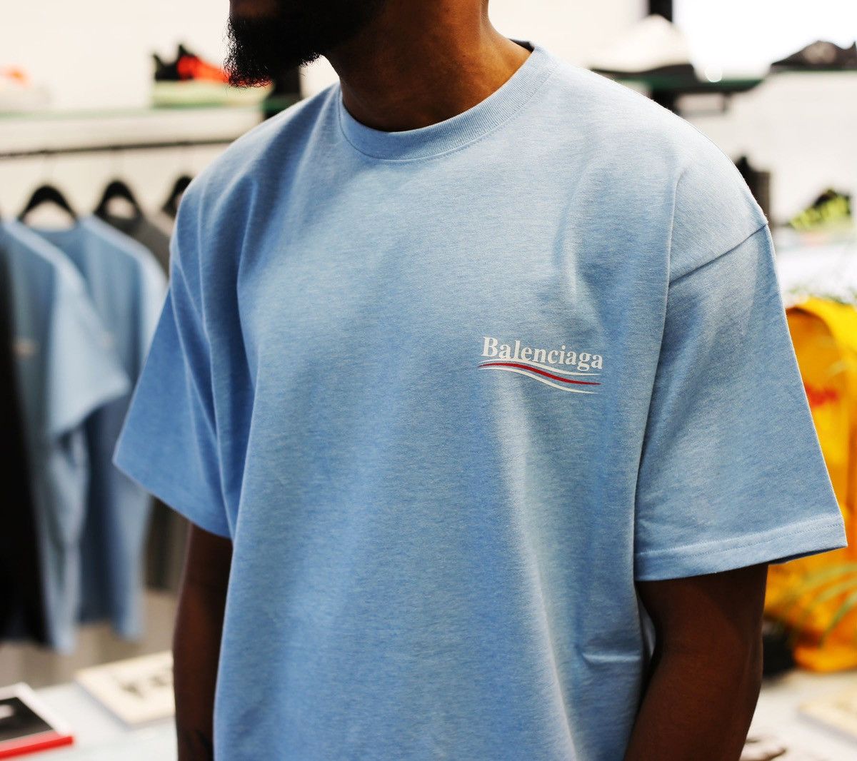 Baby blue clearance balenciaga shirt