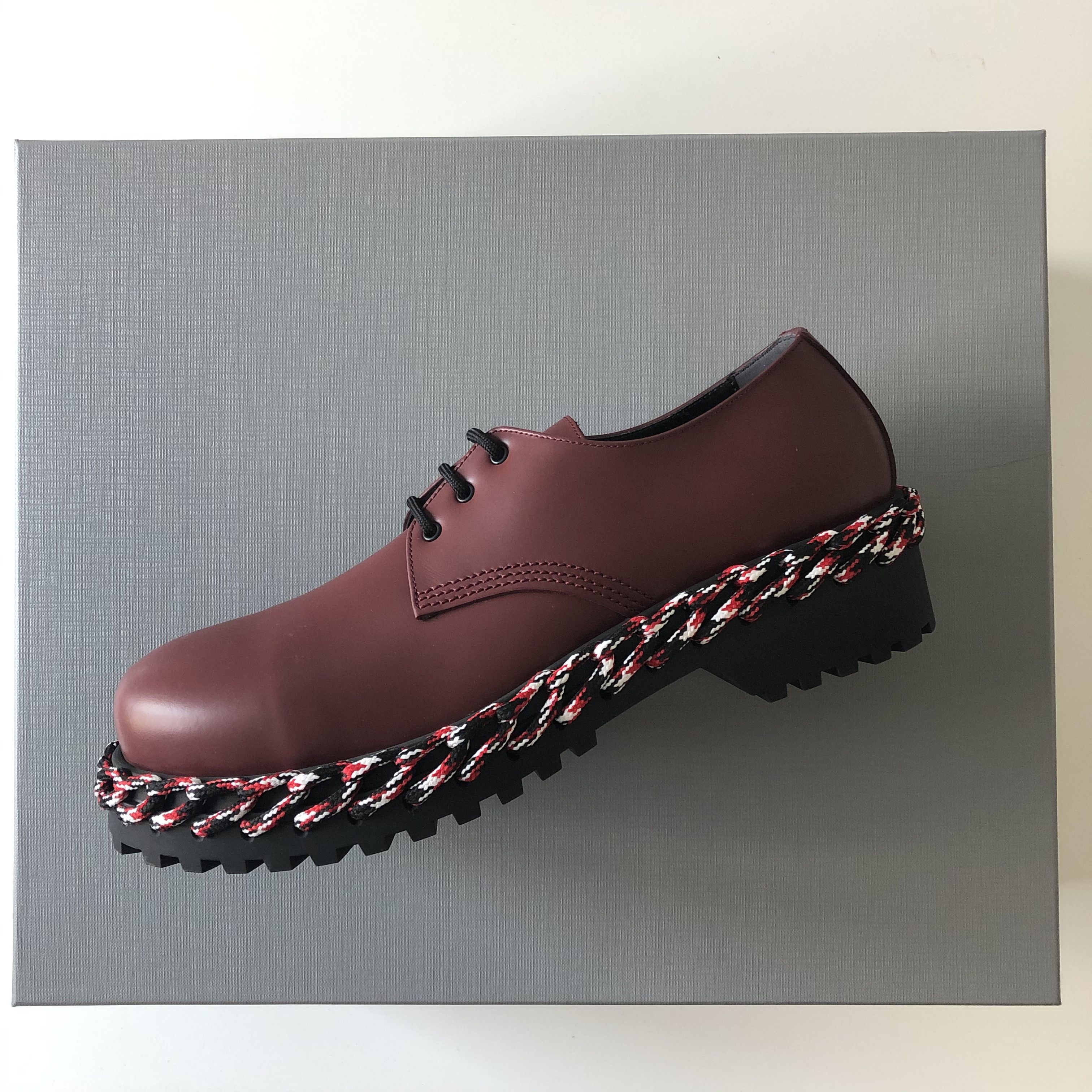 Balenciaga Balenciaga Derby Rope Lace Leather Shoes Bordeaux Red
