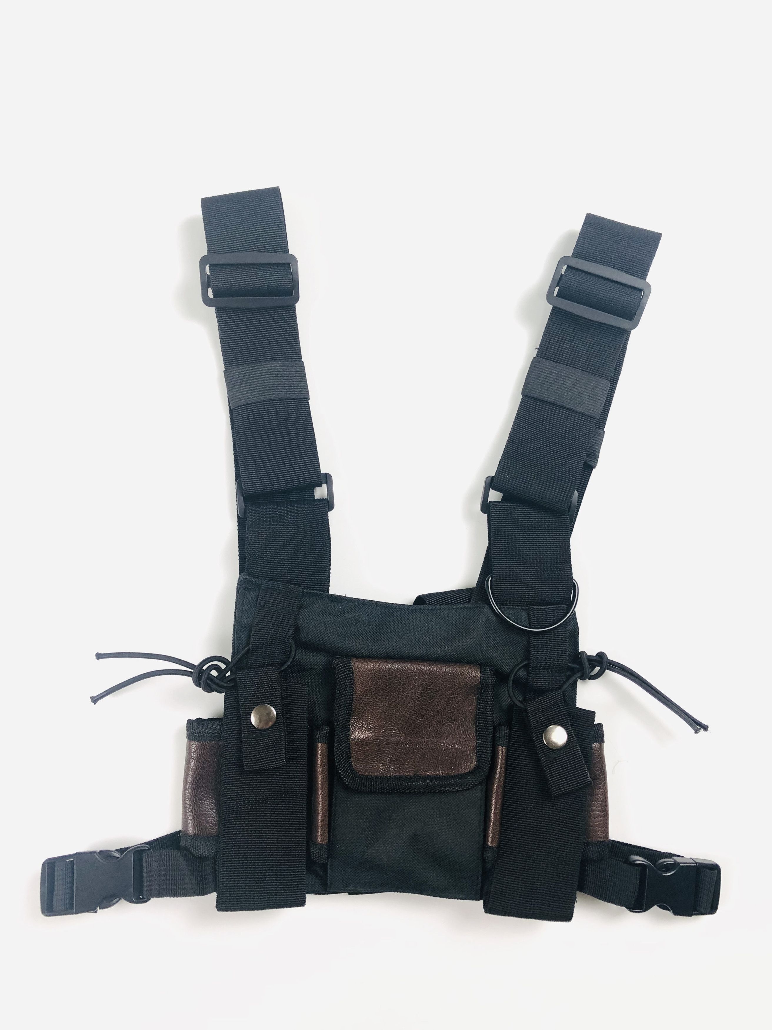 Vintage Custom made Brown Leather Black Tactical chest rig | Grailed