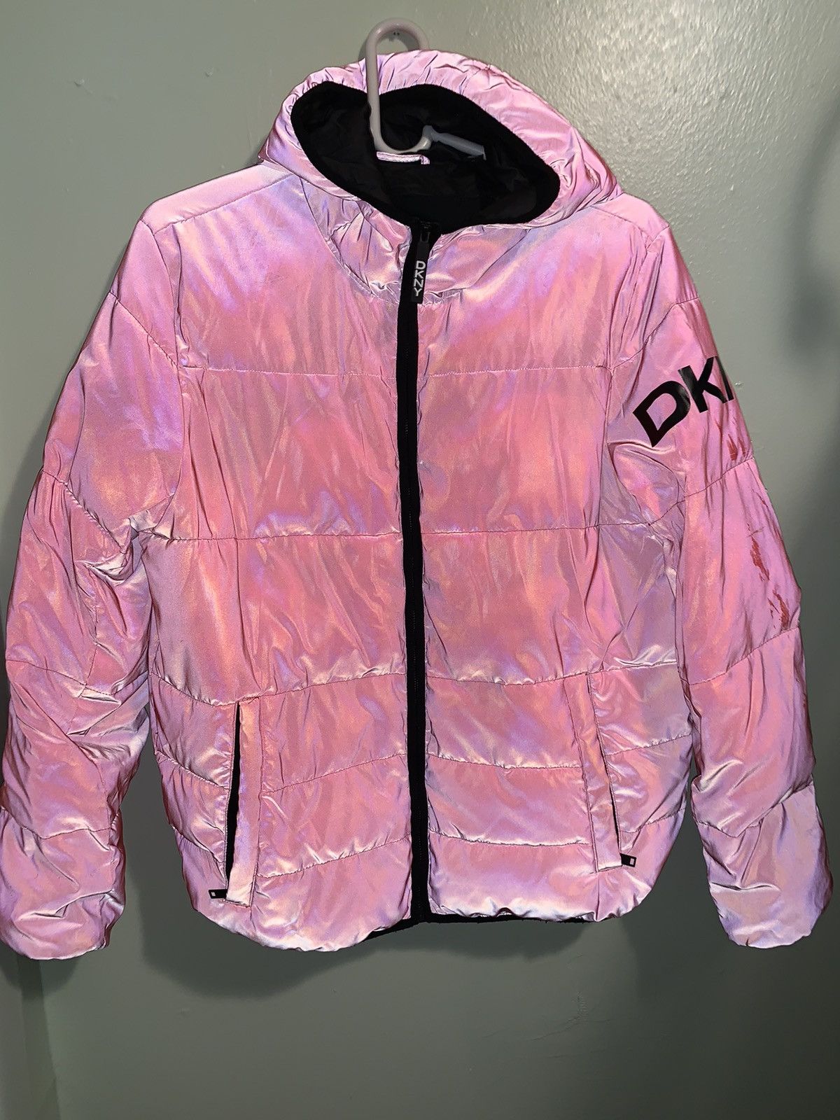 Dkny reflective puffer jacket clearance