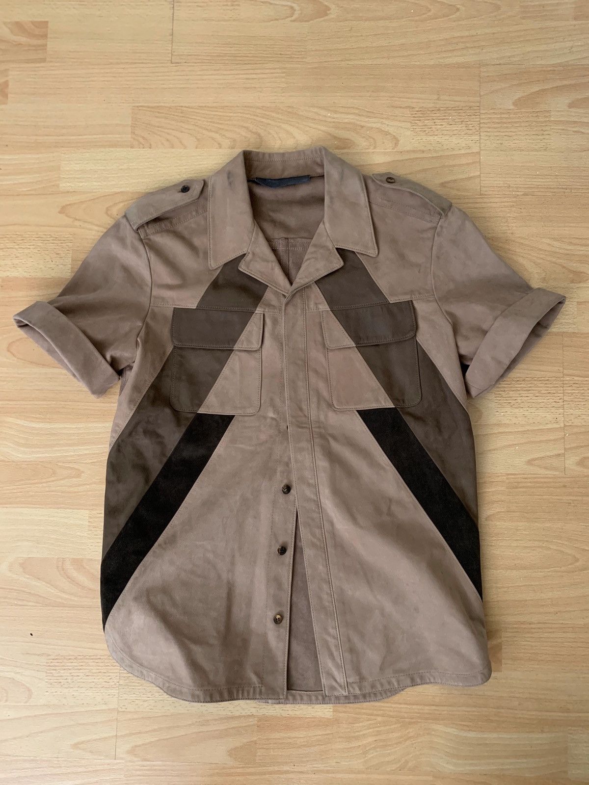 neil barrett leather Shirt jacket Size S $1560 Brown