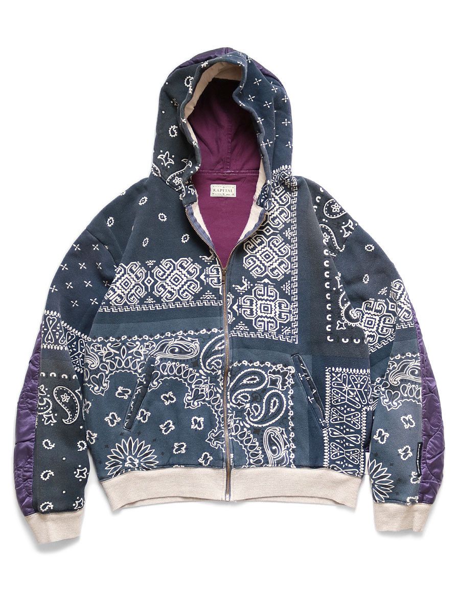 Kapital Kapital Fleece Bandana Half Nylon Hoodie | Grailed