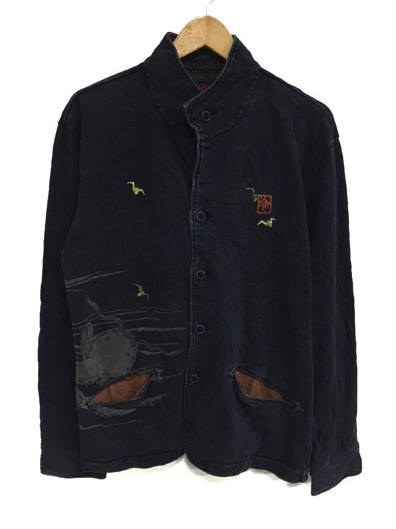 Japanese Brand Verry rare long sleeve indigo skull japanese traditional Size US M / EU 48-50 / 2 - 1 Thumbnail
