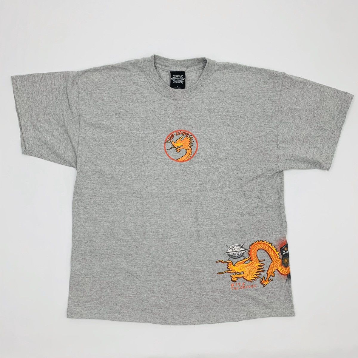 Vintage VTG 90s Top Dawg Dragon Anime Rottweiler Graphic Tee TShirt