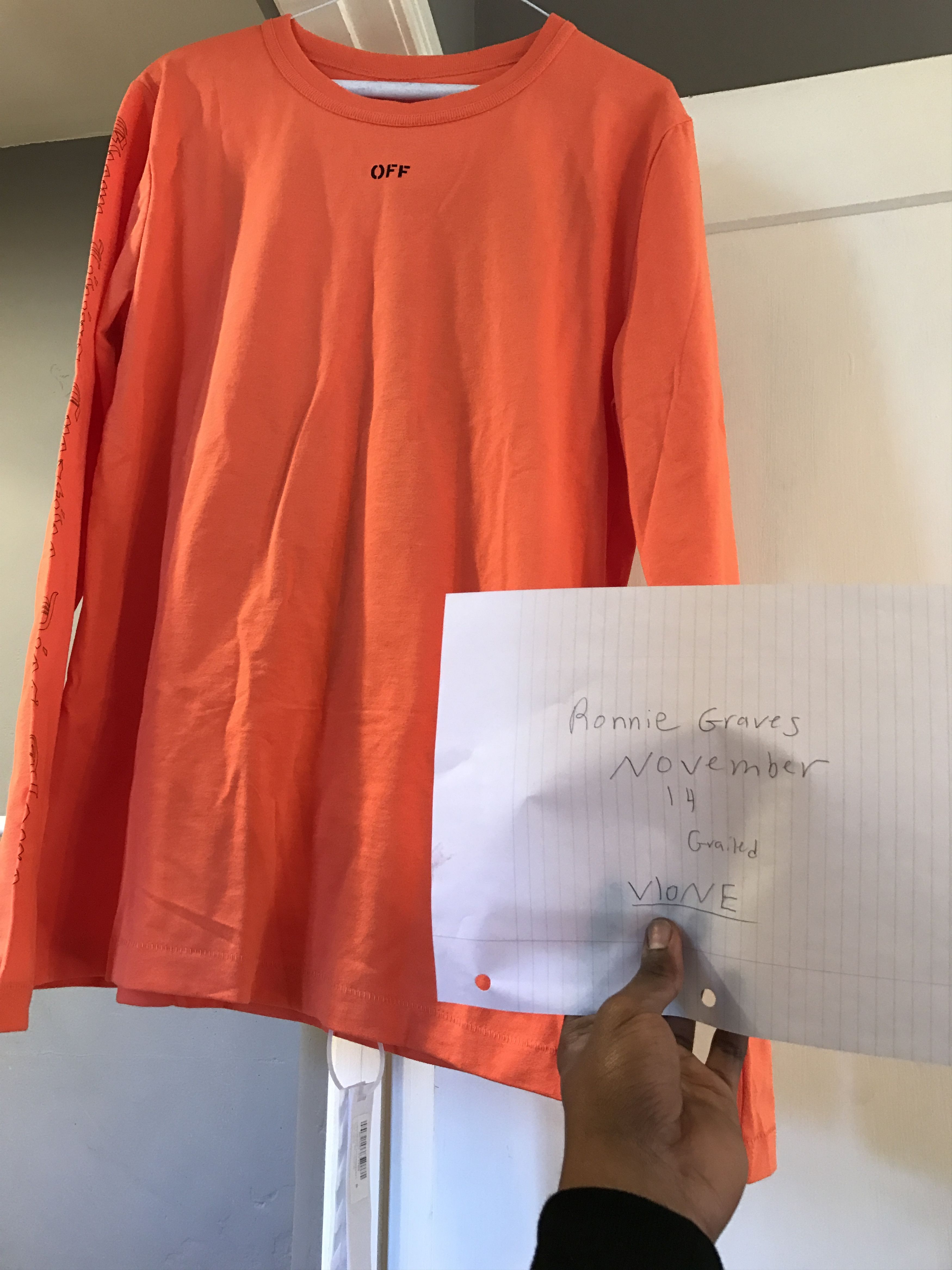 Off white vlone orange long sleeve hotsell