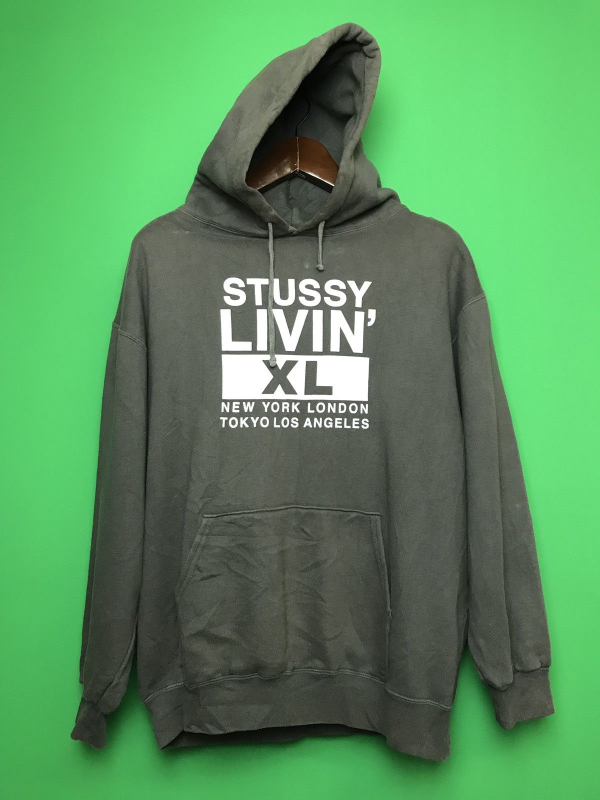 Vintage Stussy N.Y.L.T.L.A Monogram Logo Hoodie/size Xl/brown 